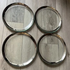 Annieglass Signed 1999 Roman Antique Platinum Glass 12" Buffet Plate Set Of 4