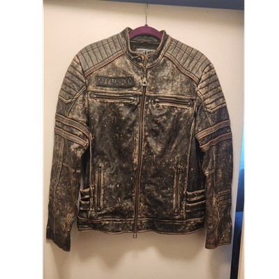 Affliction American Customs Black Leather Limited Edition Biker Jacket Men's M