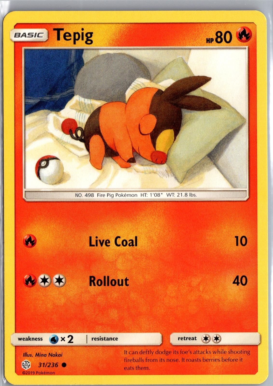 Tepig 31/236 Common Cosmic Eclipse Pokemon Lightly Played