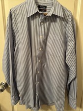 Nautica Dress Shirt 100 Cotton 16 1/2 34 35 Light blue reverse stripe