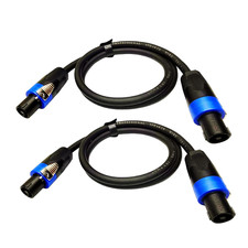 3 Ft Speaker Cable Speakon Plug Male to Male NL4FX Connector 12 Gauge Premium