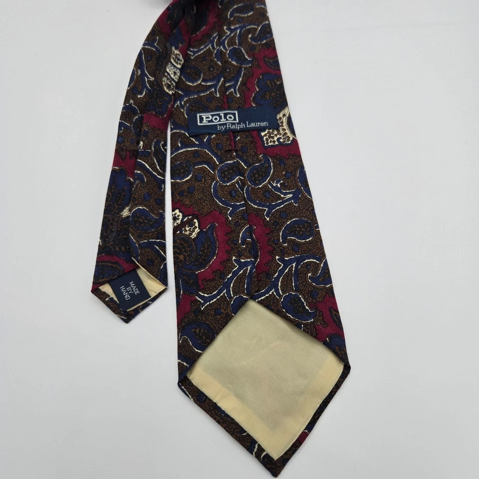 Corbata de lana Polo Ralph Lauren para hombre faisán pájaro caza estampado corbata vintage años 90 Foto 3 de 4