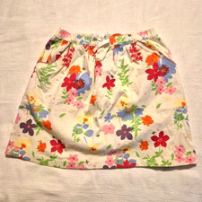 Hanna Andersson girls size 130 or 8 off white floral skirt with pockets, VGUC