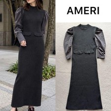 AMERI VINTAGE Jacket Like Tight Knit Dress Long Gray Size S