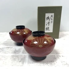 Echizen Lacquerware Soup Bowls Set of 2 12cm Traditional Craft New