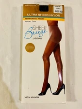 Sheer Breeze Pantyhose Silky Sheer Black Size B Control Top Darker Skin Tone. D3