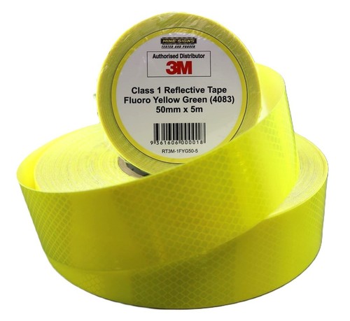3M Fluro Yellow Green (4083) Diamond Grade Class 1 Reflective Tape (25mm, 50mm, - Picture 8 of 30