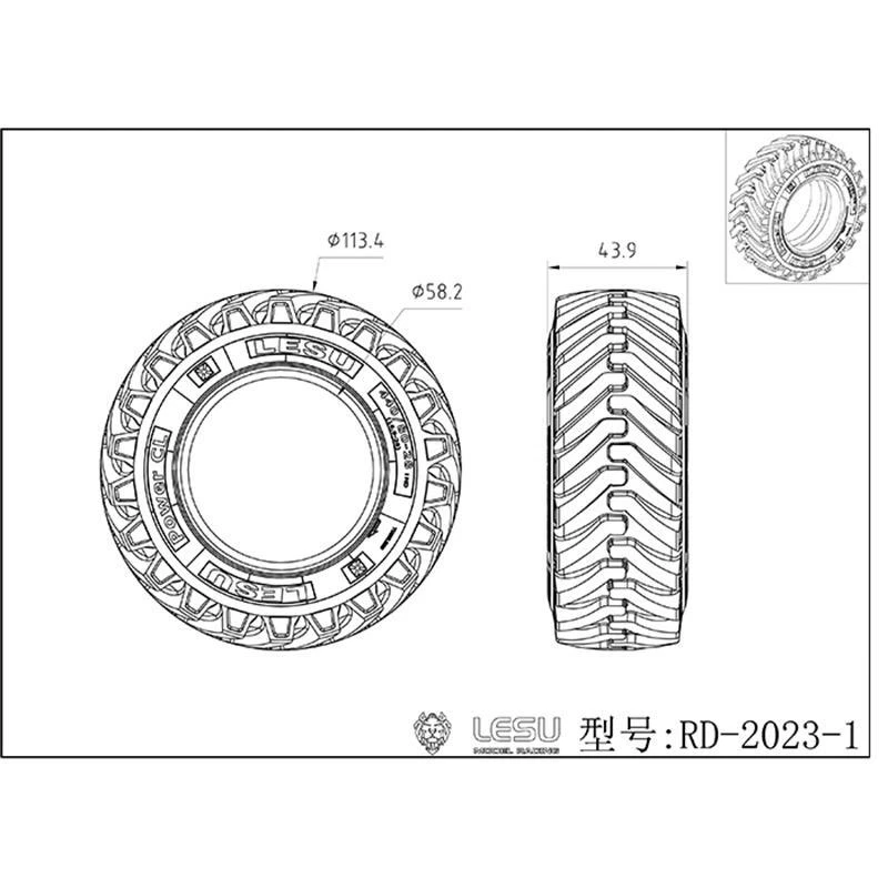 LESU Rear Rubber Tire Part for 1/14 BL71 Backhoe Wheeled Loader Hydraulic RC Car - Image 4 of 4