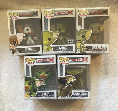 FUNKO Pop Gremlins Lot of 5: #04, 04, 06, 609, 610 w/PROTECTIVE COVERS