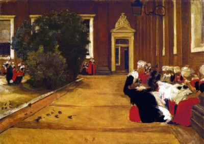 Oil painting Recess-in-the-Amsterdam-Orphanage-View-of-the-Inner-Courtyard-Study