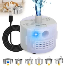 Cat Water Dispenser Pump USB Rechargeable LED Light Pet Drinking Fountain Motor