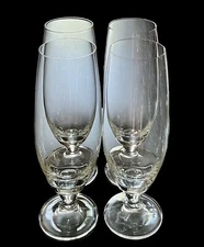 Set Of 4 Vintage Tall Footed Glass Iced Tea/Beer Glasses 9” Pilsner Beer Glass