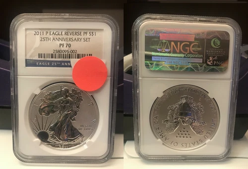 2011 P REVERSE PROOF AMERICAN SILVER EAGLE 25TH ANNIVERSARY SET NGC PF 70