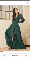 Lulu’s My Whole Heart Long Sleeve Wrap Dress Size Small Emerald Green