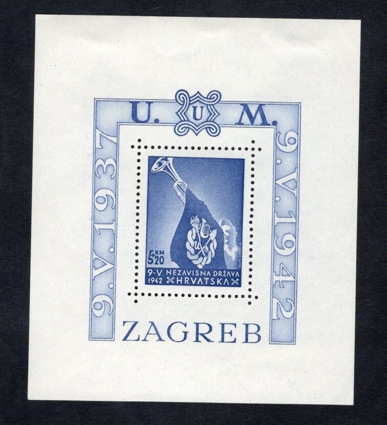 Croatia 1942 block of stamp Mi#bl. 3A START10%ONLY MH CV=36$