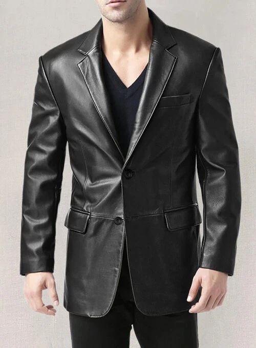 Authentic Luxury Mens Black Leather Blazer 100% Pure Soft Lambskin Blazer Jacket