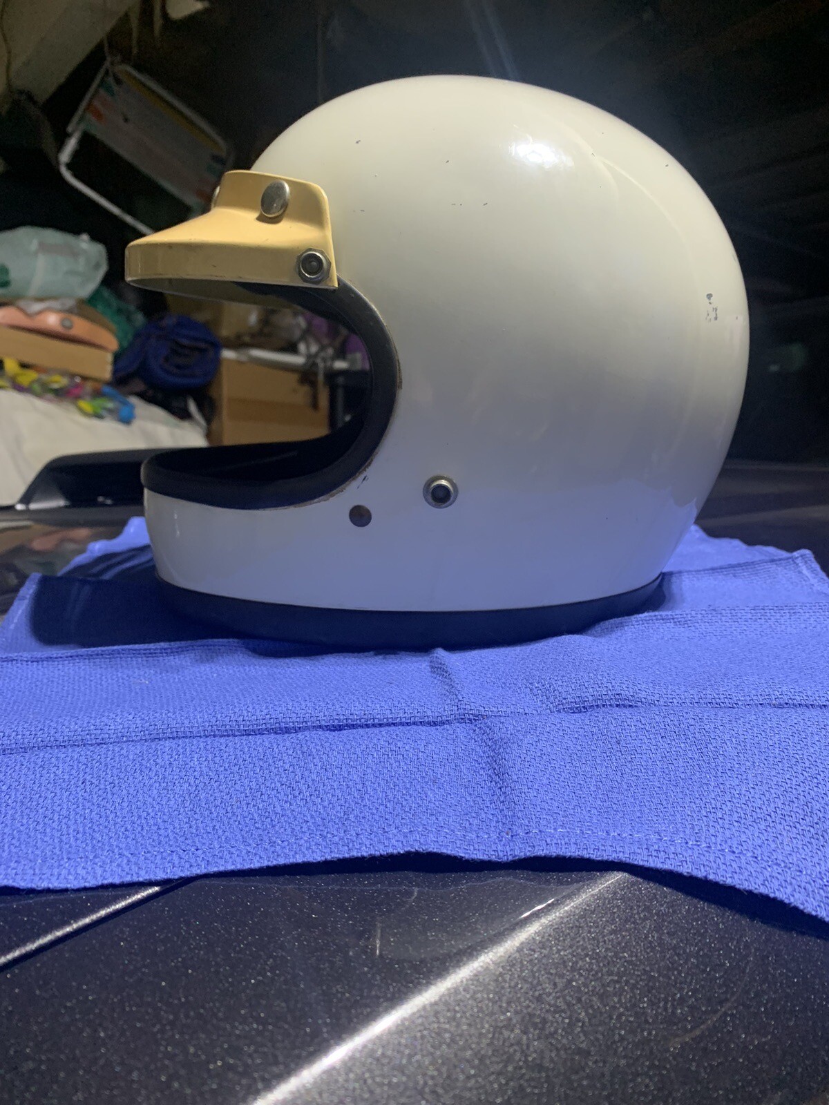 Vintage Bell Star 120 Motorcycle Helmet 7 1/4 58cm w/ Visors White