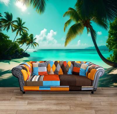 Ultra HD Tropisches Paradies Sand Tapete Wandbild Abnehmbar Abziehbar Abziehen & Kleben