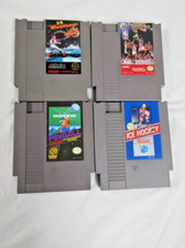 Nintendo NES 4 Games. 3-D World Runner, Tecmo NBA Basketball, Pinball, Ice Hocke