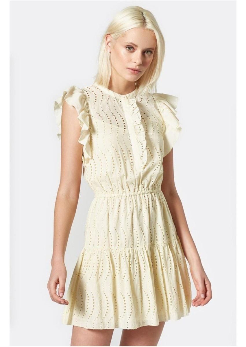 white christmas dresses Broderie Lace Midi Dress (Cream)