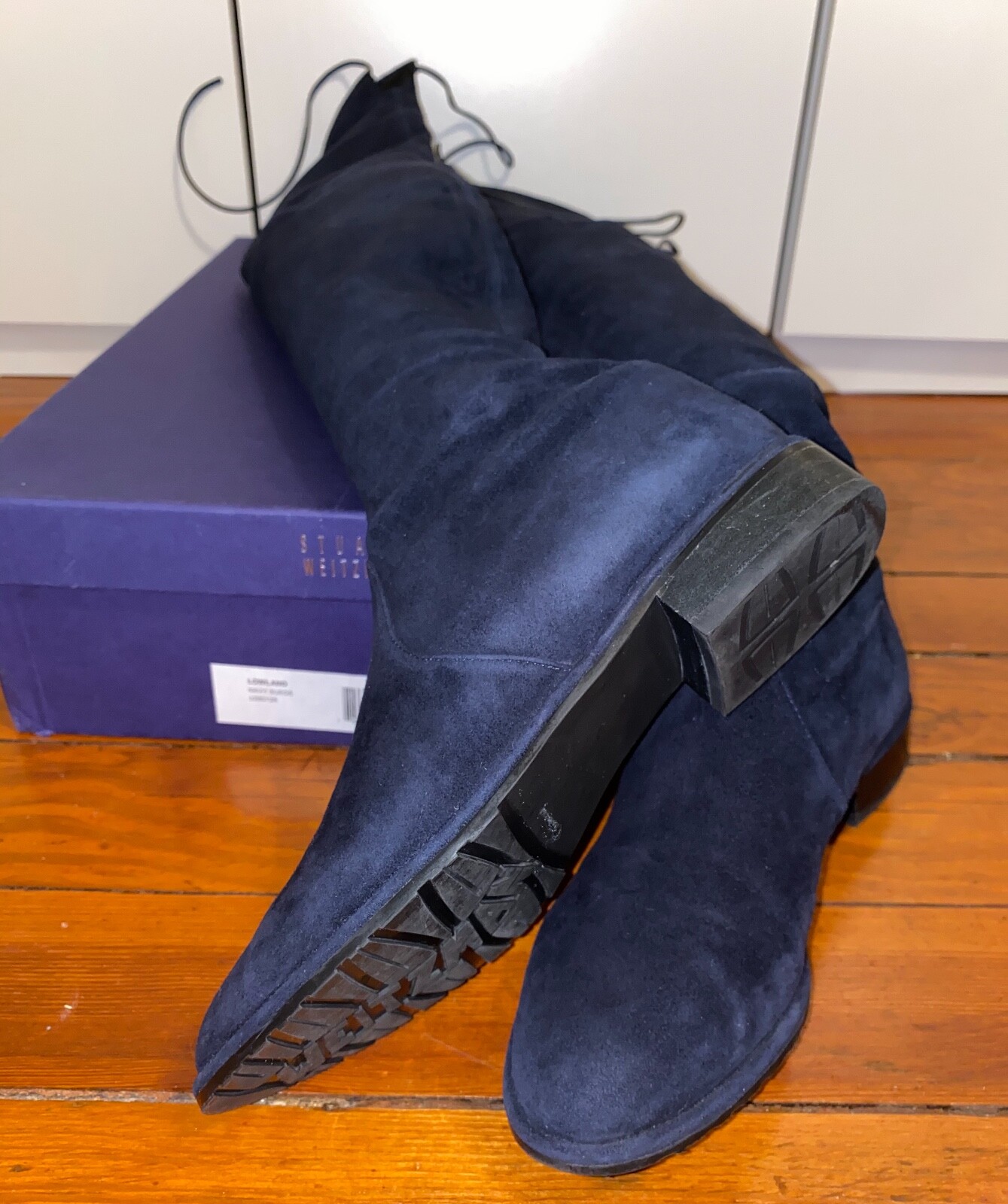 Stuart Weitzman Navy Suede Lowland OTK Boots Women's Size 6 IMMACULATE WITH BOX image 10