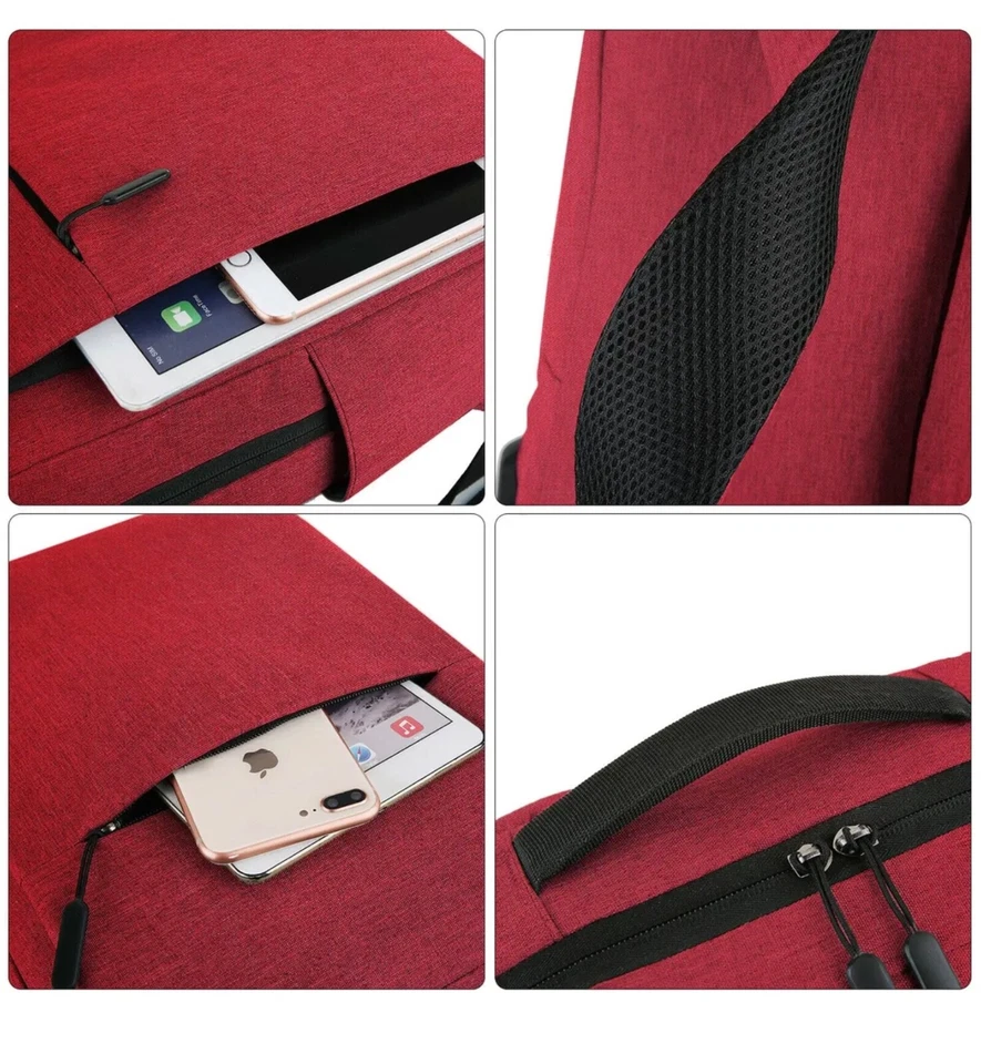 Mochila para portátil impermeable antirrobo bolsa de libros escolares de viaje con puerto de carga USB Foto 3 de 4