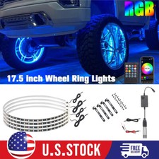 17.5 Rgb Chasing Flow Single Row Led Wheel Ring Rim Lights For Truck Car Set