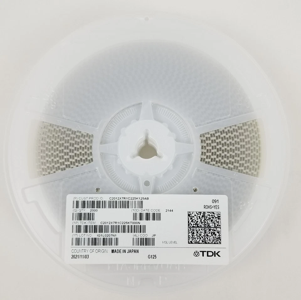 6000 TDK C2012X7R1C225K125AB Ceramic Capacitor Multlayer 2.2uF 16V 0805 SMD Reel - image 3 of 4