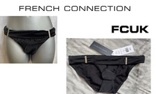 FRENCH CONNECTION FCUK BLACK Bikini bottoms bond girl swimwear swim Beach NEW