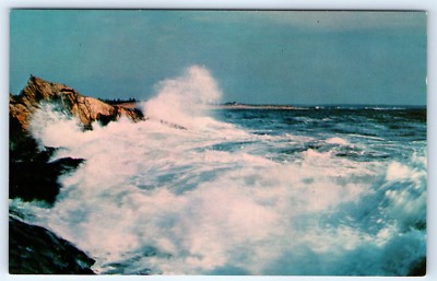 Postcard ME Maine Rock Bound Coast Wind Surf Waves Vintage Photo C4