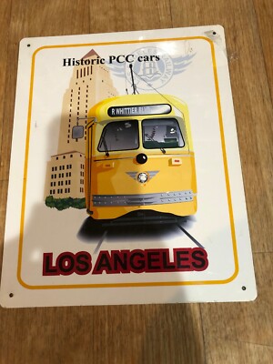 Blechschild historische PCC Cars Los Angeles Wanddeko Trolley 10x8''