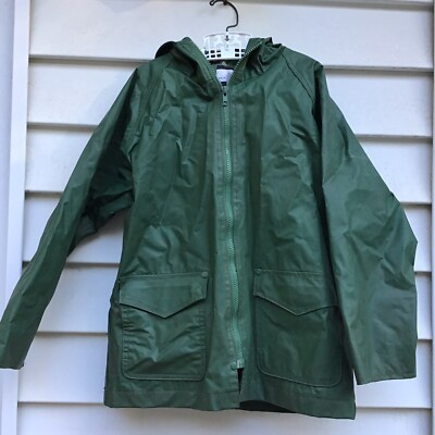 Rain Essentials Kids by ShedRain Raincoat Boys M/L Green Hooded Camouflage Lined