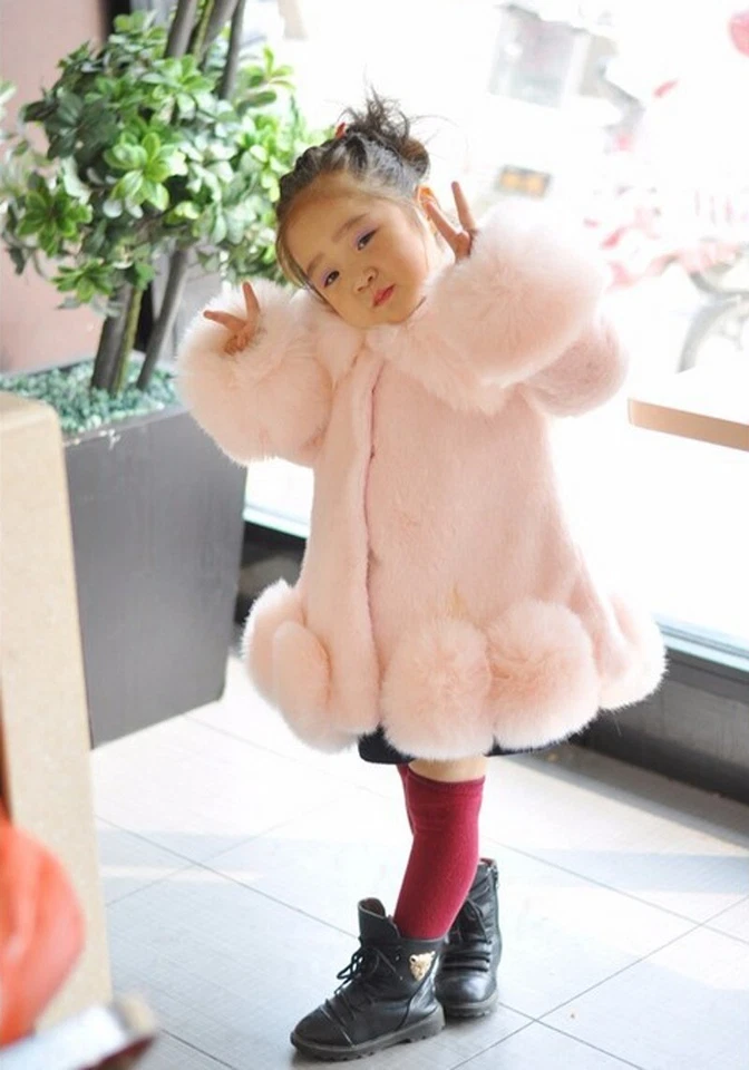Baby Girls Long Sleeve Winter Wedding Faux Fur Coat Soft Party Coat Kids Outwear - Image 3 of 4