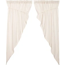 New Primitive Country Farmhouse Shabby CREAM BURLAP PRAIRE SWAGS Panel Curtains