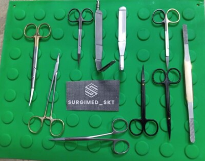 ENT Plastic Surgery Instrument Set   12-Piece Stainless Steel Surgical Tool Kit