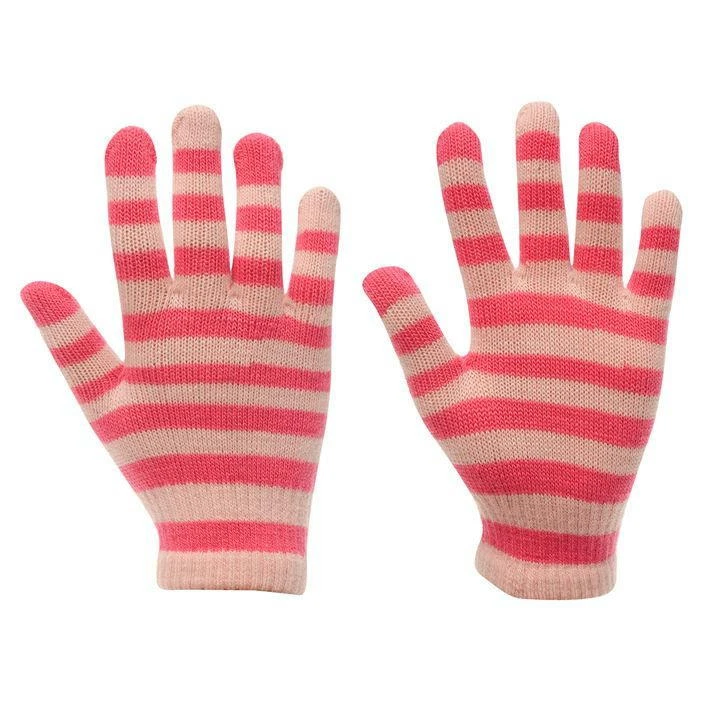 Kids Gloves Girls Pink White Gelert Warm Knitted Magic Glove Childrens