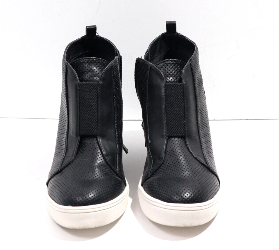 Mia Zapatillas Mujer 8 Cuero Vegano Cuña Plataforma Negro Blanco Viaje por Calle  Foto 2 de 4