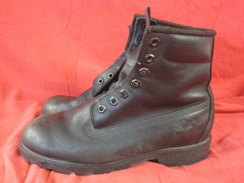 Stivali da combattimento vintage Timberland 6" neri impermeabili in pelle liscia 10069 da uomo 7 W - Foto 3 di 12