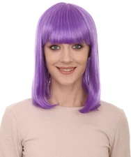 Adult Purple Bob Wig Bang Party Ready Fancy Dress Cosplay Halloween Hair HW-289A