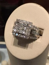 2Ct Princess Cut Lab-Created Diamond Cluster Wedding Ring 14k White Gold Finish