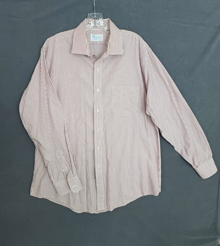 VTG J L Cox Erie PA Pinpoint Candy Stripe Dress Shirt 17 35 Ivy Trad Made In USA