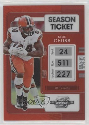 2021 Panini Contenders Optic Season Ticket Red Prizm 67/175 Nick Chubb #34 s3g
