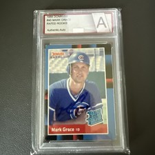 1988 Donruss Mark Grace Rated Rookie #40 Signed Autograph Card Chicago Cubs RC. rookie card picture