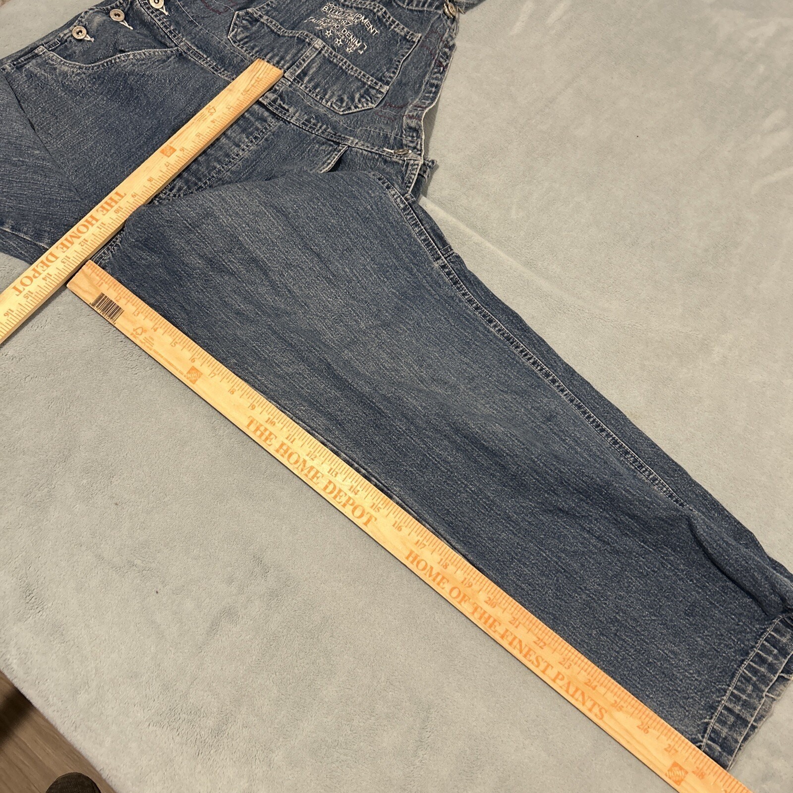 Y2k 2000s Beyond Baggy Denim Overalls Mens Medium 36x29 Vtg BUM B.U.M Equipment thumbnail 8