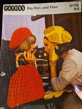 Patons 9775 hats to knit and crochet vintage pattern big ben original bag