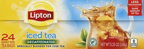 Bolsas de té helado negro descafeinado Lipton, tamaño familiar cero calorías, 24 té total... Foto 2 de 4