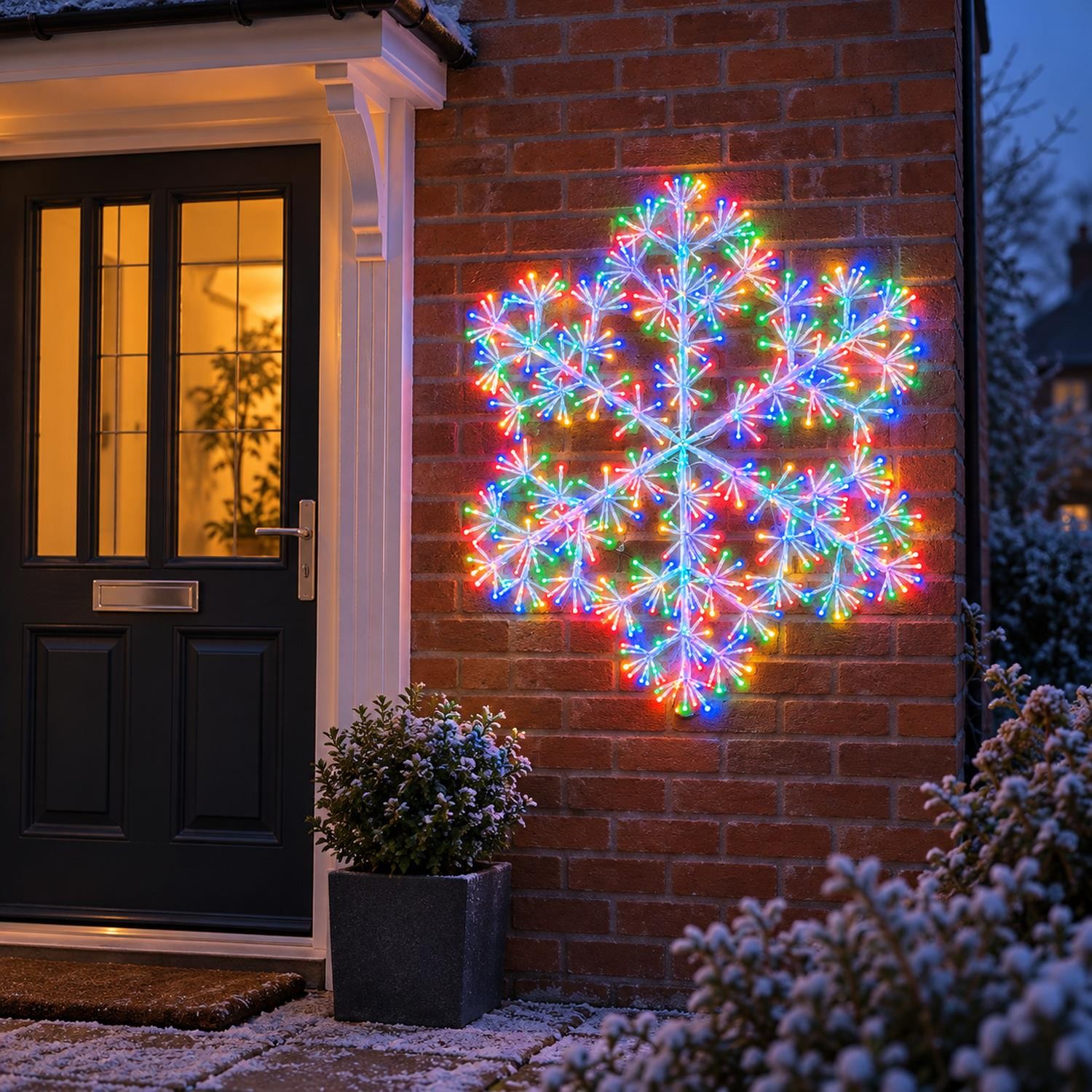 Best Artificial 90Cm Starburst Snowflake Multi Colour Twinkling Led Christmas Light - Image 3