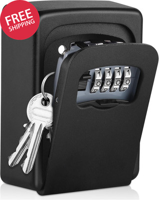 Key Lock Box Wall Mounted 4-Digit Weatherproof Combination Outdoor Security