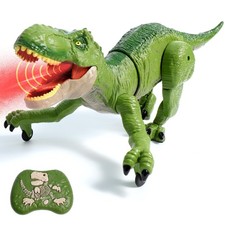 Remote Control Dinosaur Toy for Kids 3-12, RC T-Rex with Spray, Light Roar