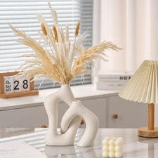 Ceramic Vase Set of 2, White Decorative Aesthetic Flower Vase for Home Décor ...